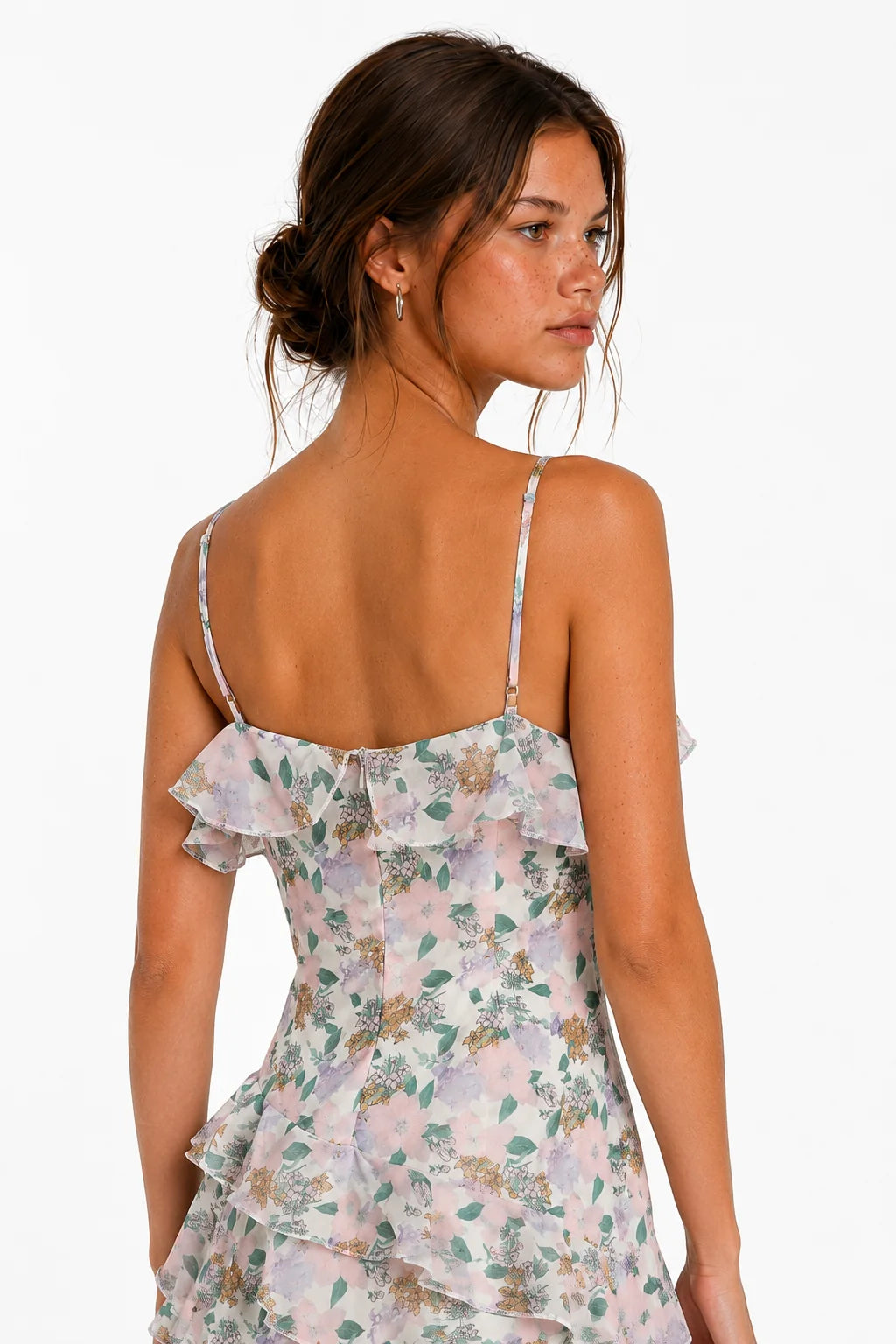 Pastel Floral Ruffle Maxi Dress view 8