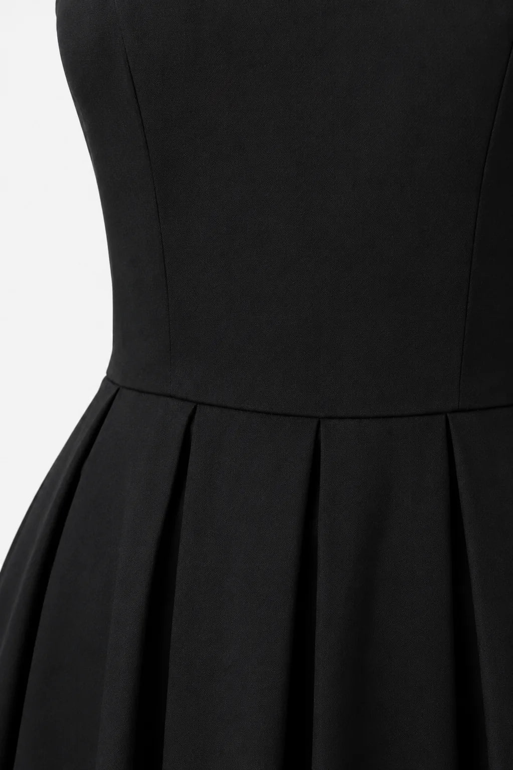 Black Strapless Pleated Midi Dress view 9