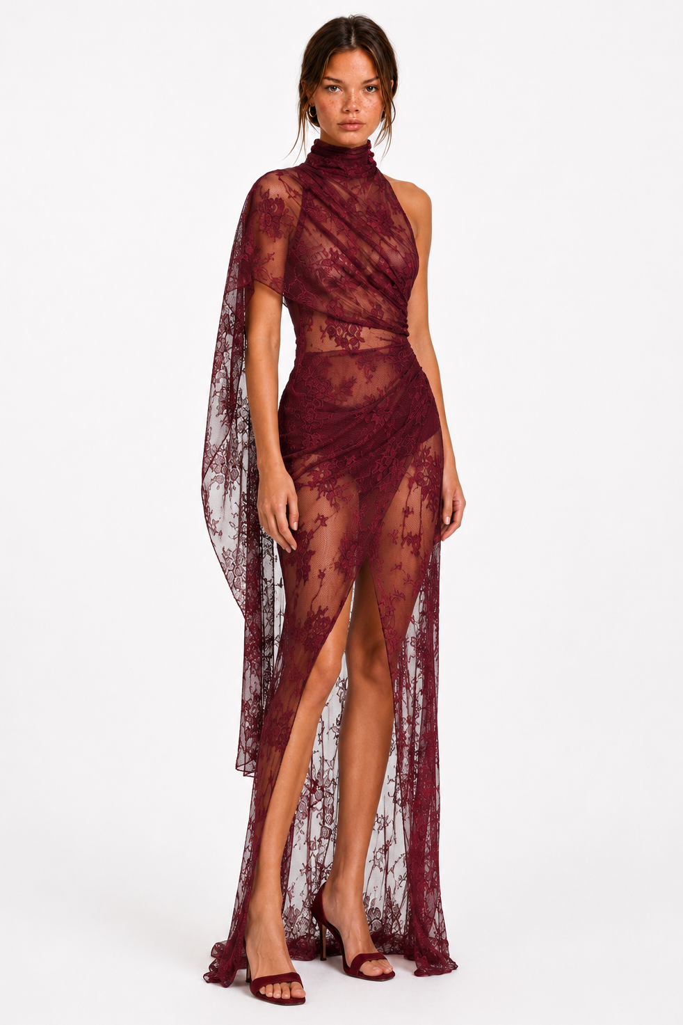 Burgundy Lace One Shoulder Sheer Maxi Dress - 2 - ChatGPT Image 2026年6月24日 16 31 44 (2)