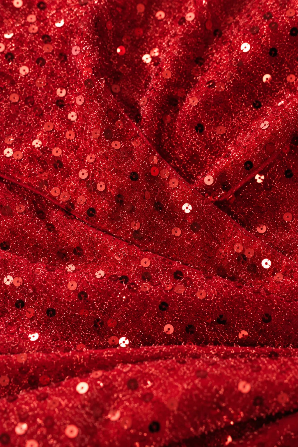 Red Off-Shoulder Sequin Ruched Slit Maxi Dress view 9