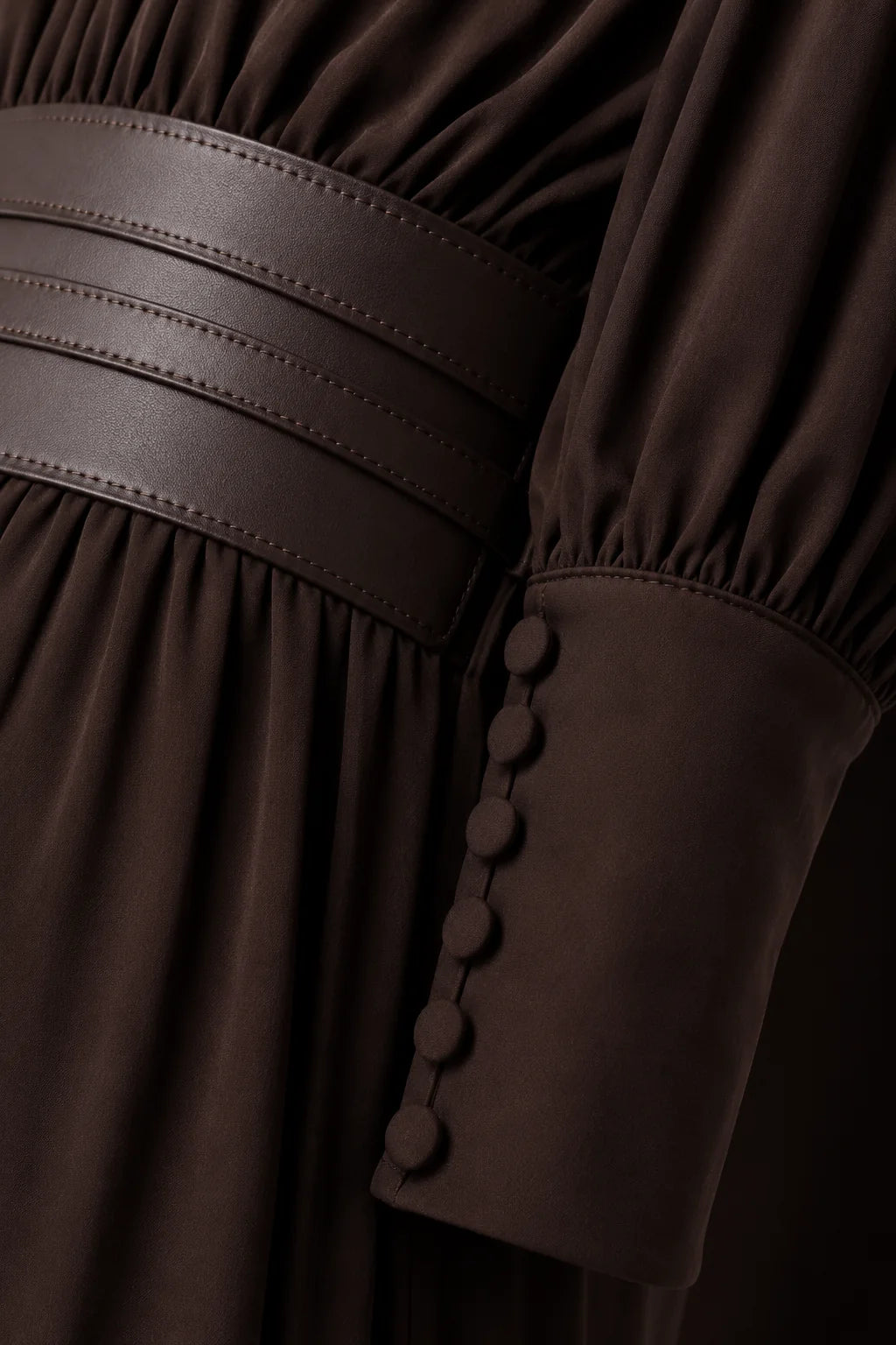 Brown faux leather V-neck maxi dress, image 9