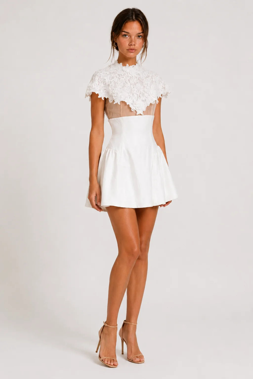White lace cape mini dress, image 2