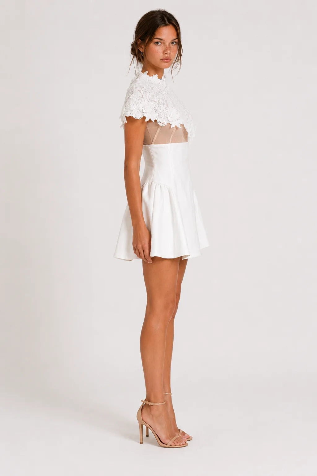 White lace cape mini dress, image 3
