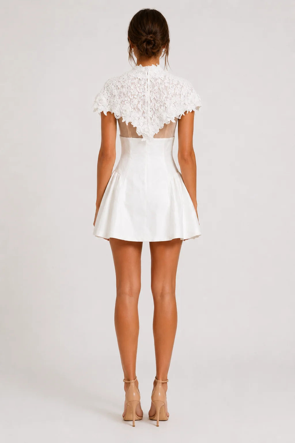 White lace cape mini dress, image 4