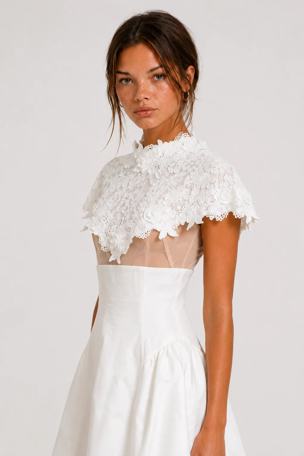 White lace cape mini dress, image 7