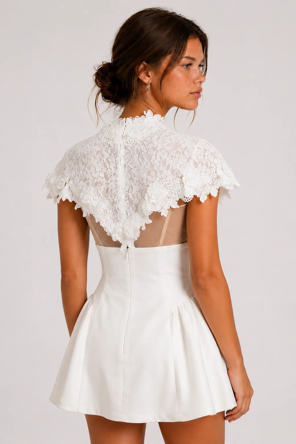 White lace cape mini dress, image 8
