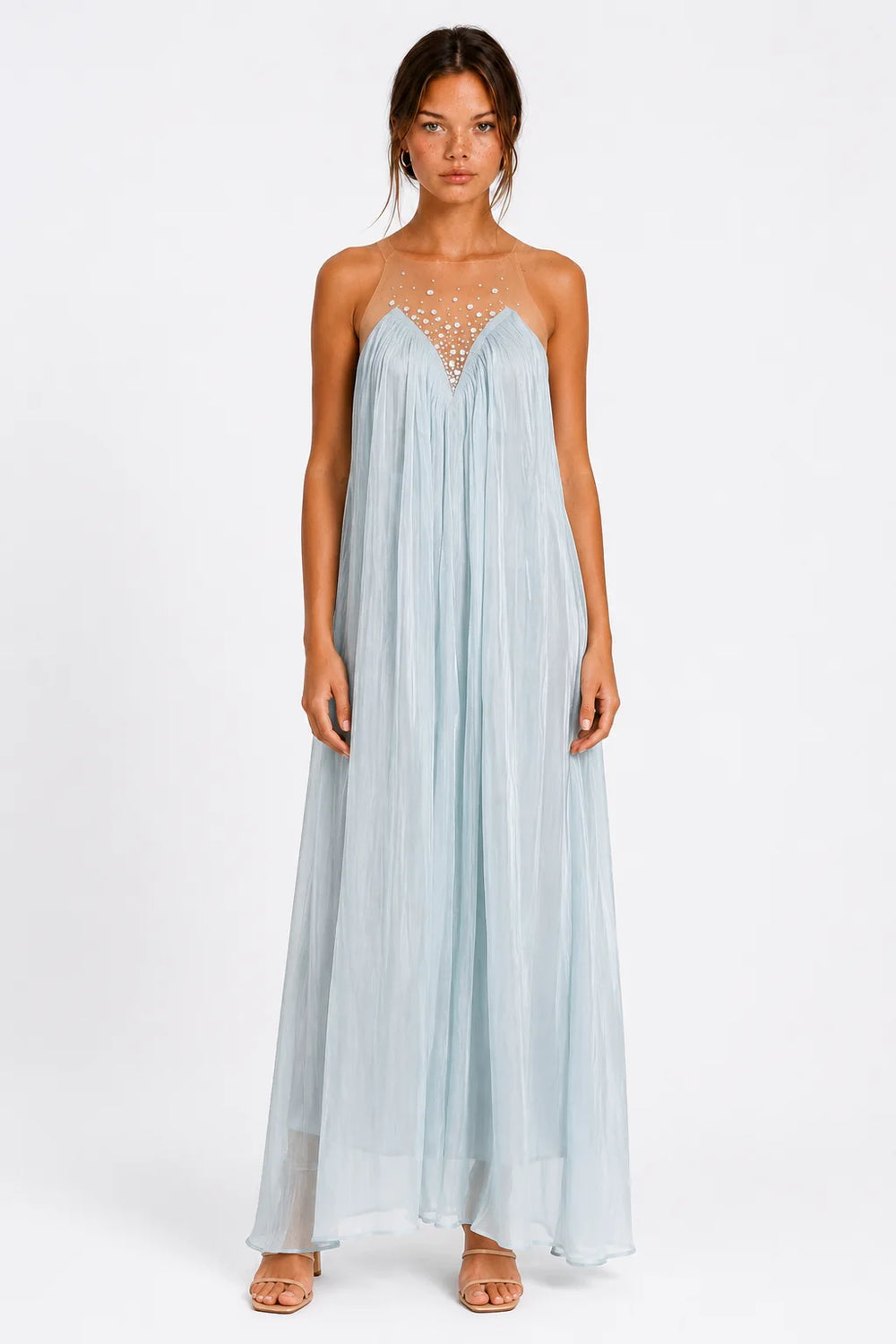 Ice blue embellished maxi dress, image 1