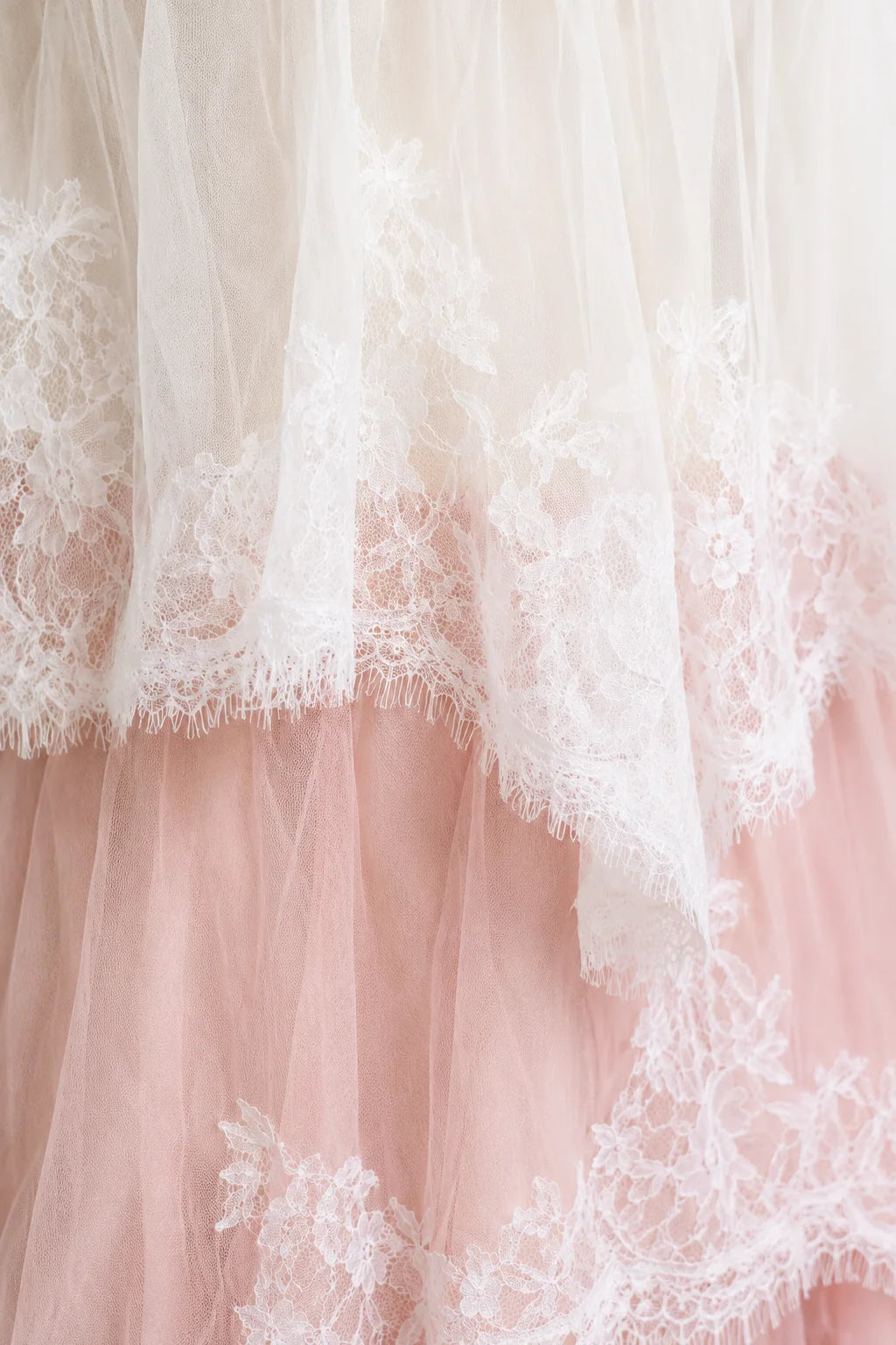 Pink and white lace tiered maxi dress, image 9