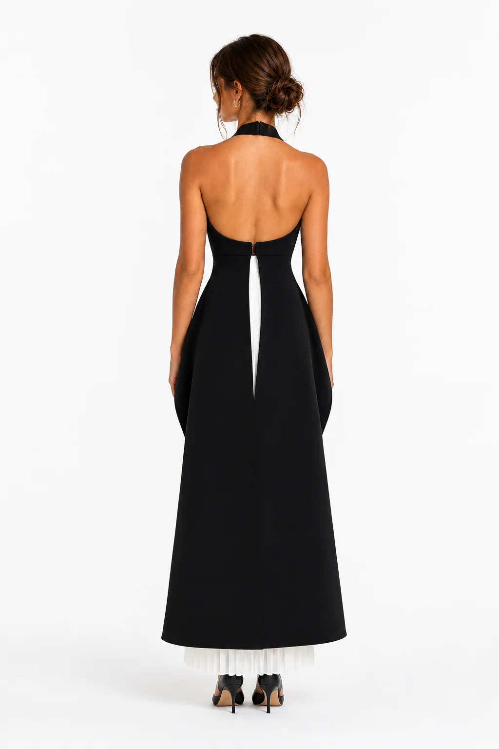 Black and white draped bandage maxi dress, image 8
