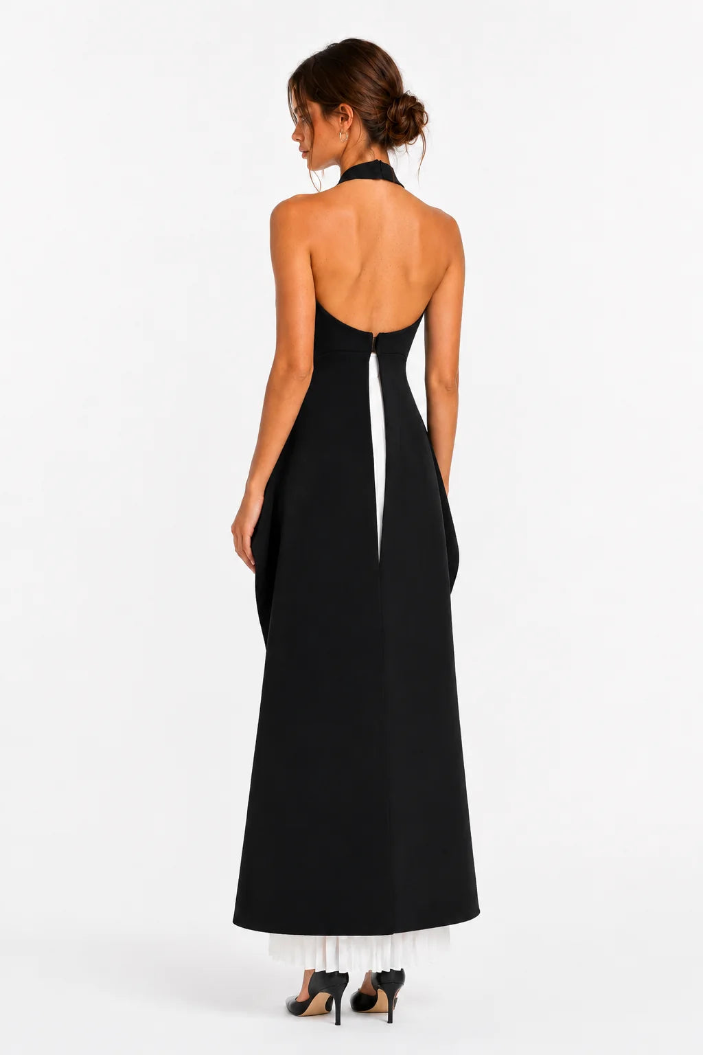 Black and white draped bandage maxi dress, image 9