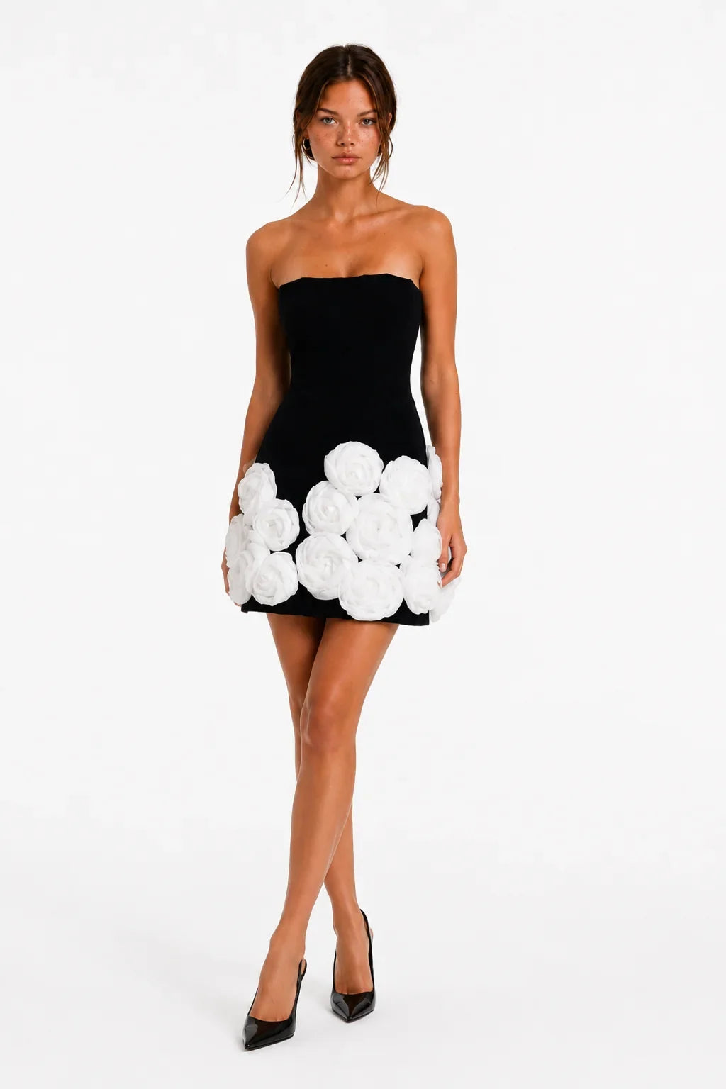 Black floral applique mini dress, image 7