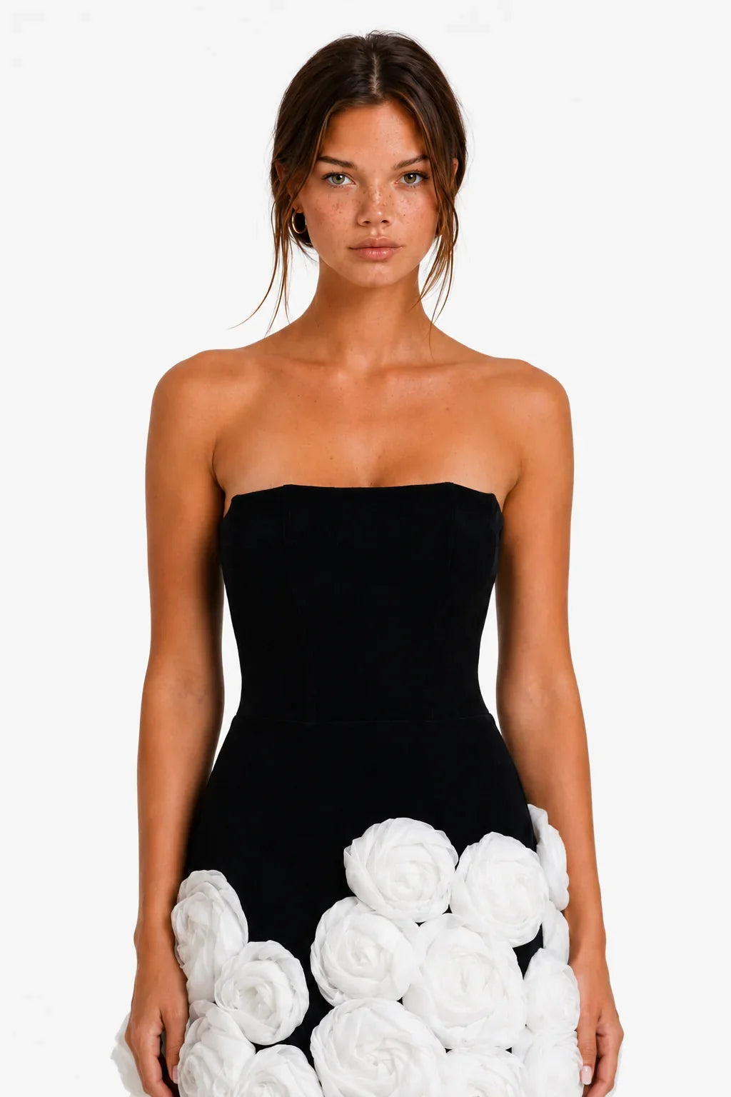Black floral applique mini dress, image 8