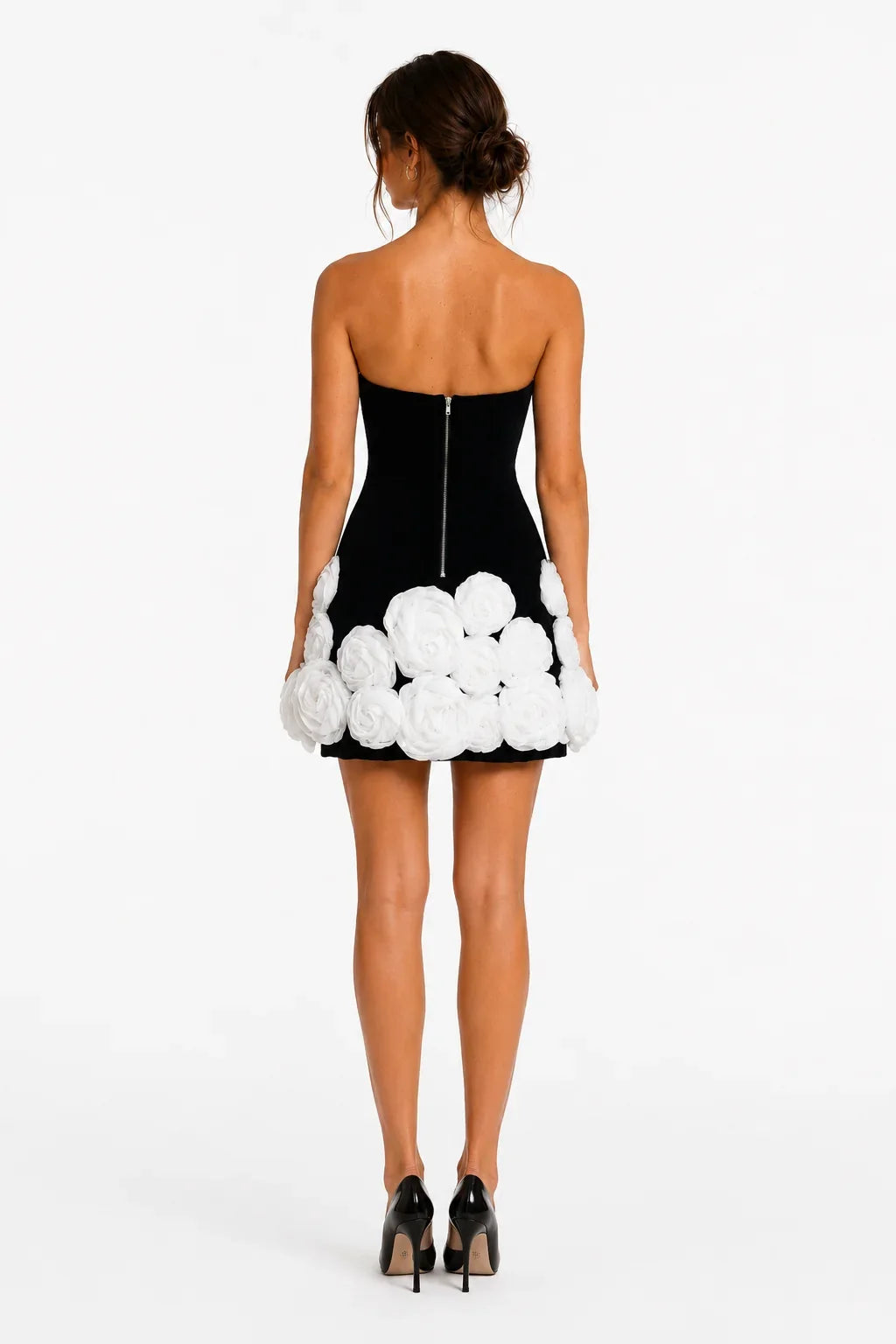 Black floral applique mini dress, image 9